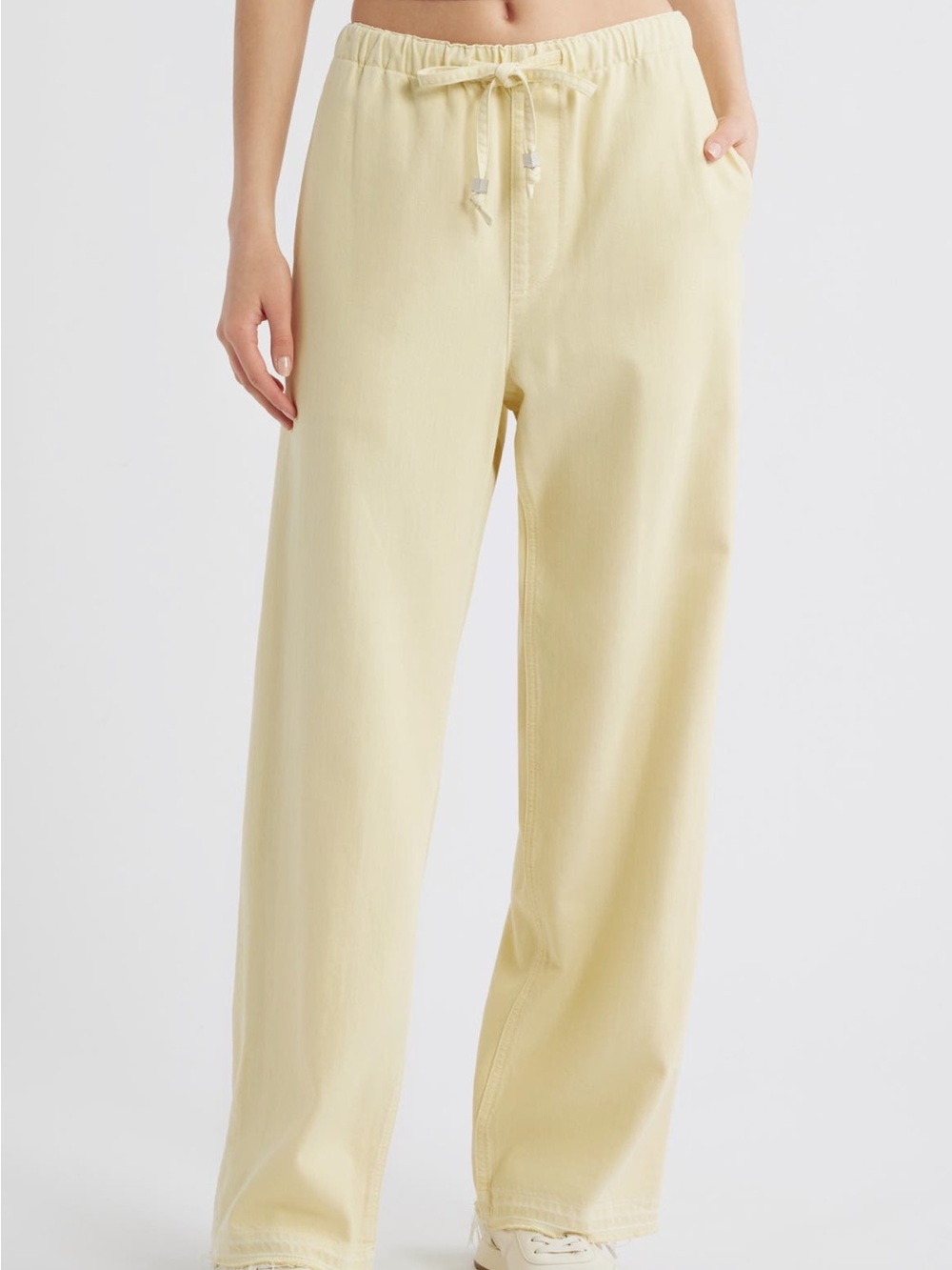 rag & bone Pale Yellow Drawstring Wide-Leg Pants